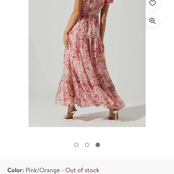 ASTR Roseline Off Shoulder Floral Maxi Dress, Pink/Orange, Size Large - Picture 7 of 11